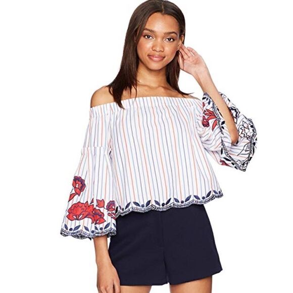 NWT Parker Dane Off-Shoulder Embroidered Blouse M - Picture 5 of 8